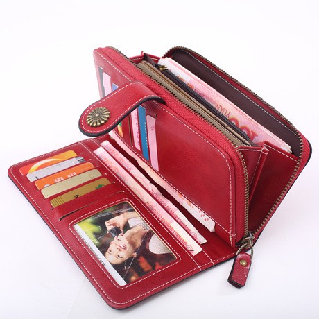 DOMPET PESTA WA041R1 FLORENCE MERAH KULIT PREMIUM 13 SLOT KARTU MEWAH IMPORT ORI MURAH WANITA KOREA