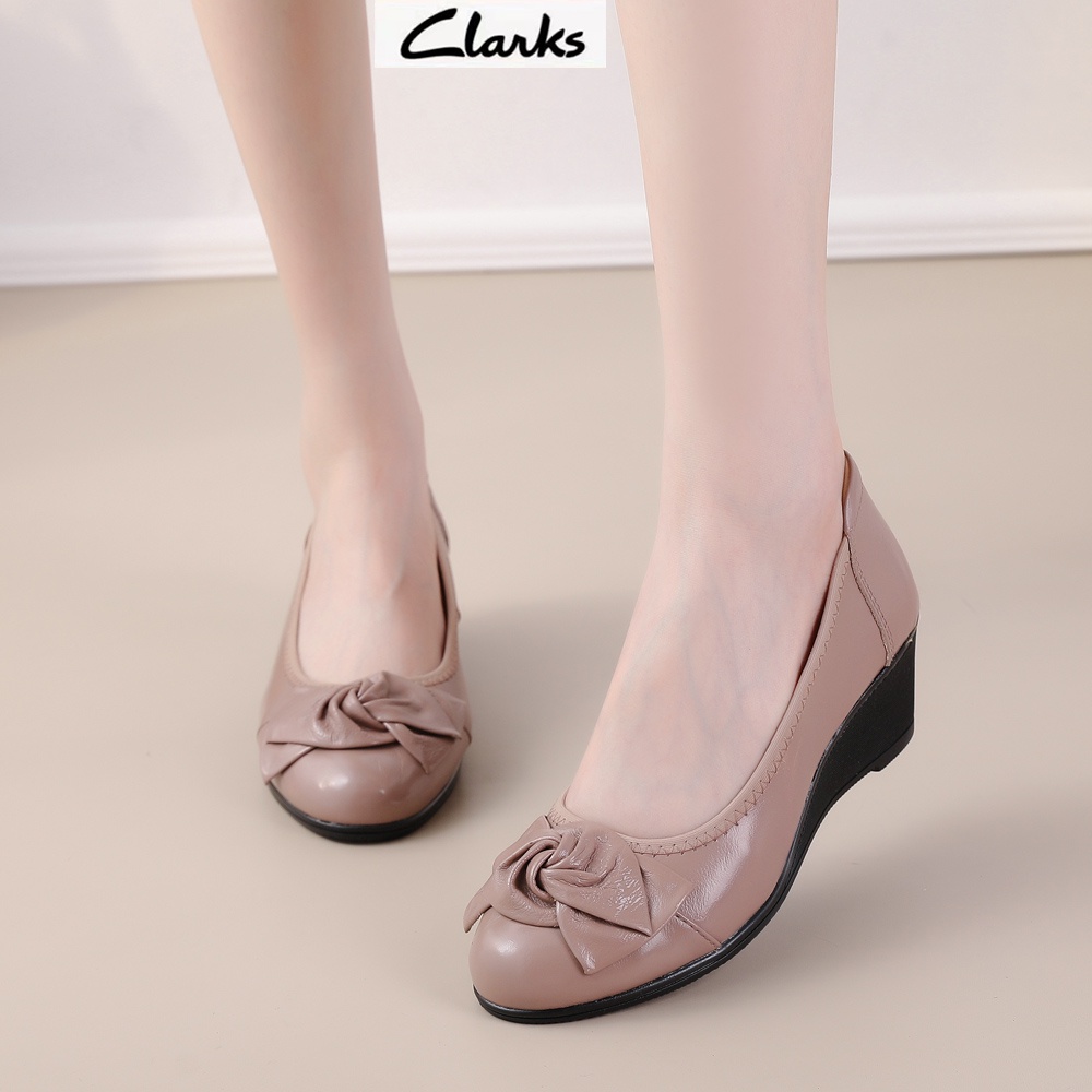 Clarks new pita sepatu woman  / clarks flat wanita  Wanita Clarks melati kulit asli Sepatu/hak tinggi 5cm