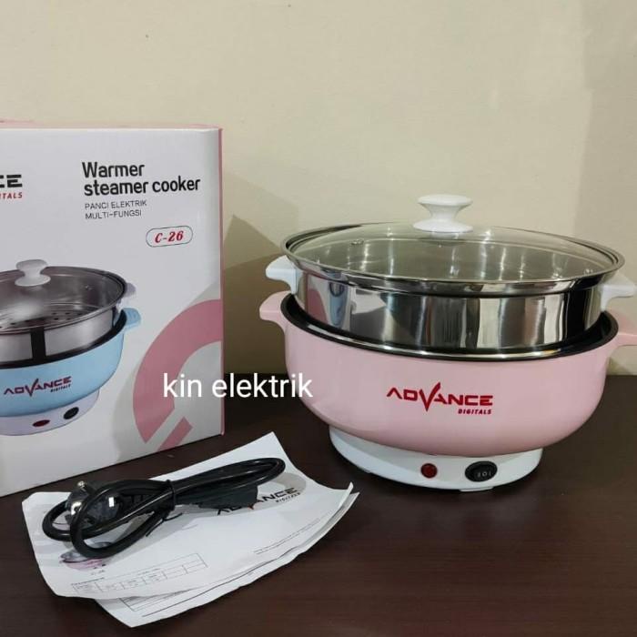 Panci Listrik Serbaguna C-26/Cooker Listrik/ Kukusan/ Dandang/Steamer - Merah Muda