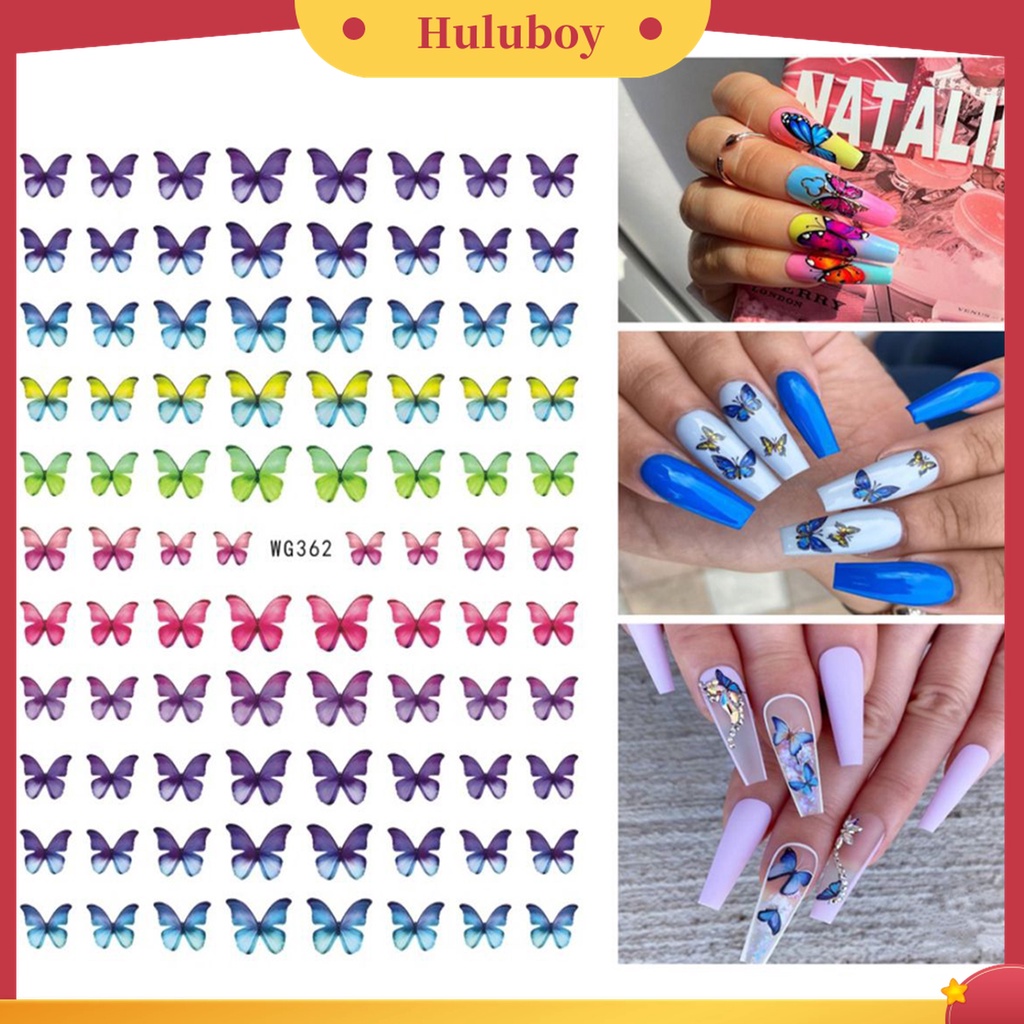 Huluboy Huluboy♡ Stiker Kuku Motif Butterfly Tahan Air Untuk Nail Art