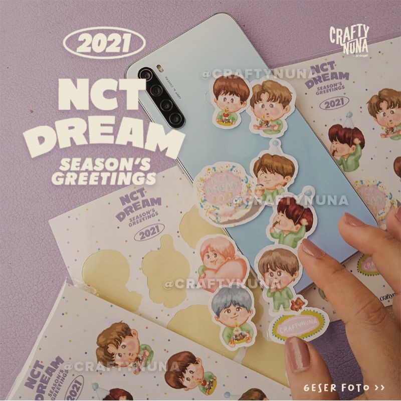 (NC-020) NCT DREAM 2021 SEASON'S GREETINGS ✨ fanart sticker set by Crafty Nuna fanmade stiker case hp 127