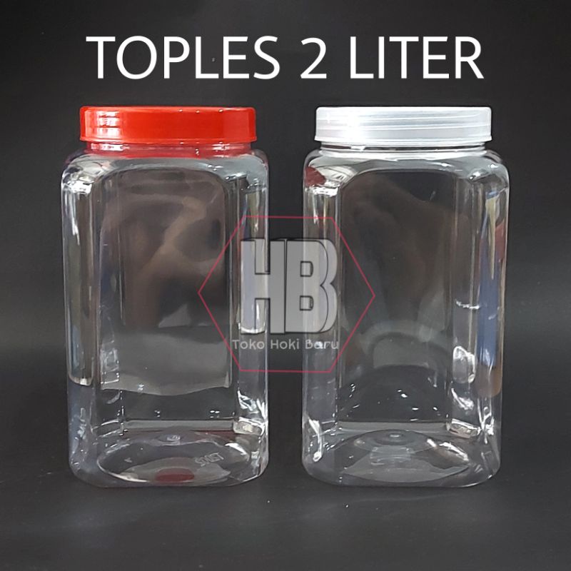 Jual Toples Plastik Tutup Merah 2 Liter / Toples Ikan Cupang 2L