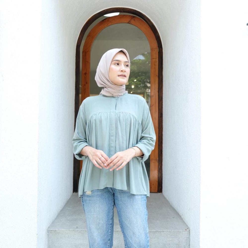 Atasan Wanita Katun Rayon Polos Lengan Panjang Baju Atasan Wanita Terbaru
