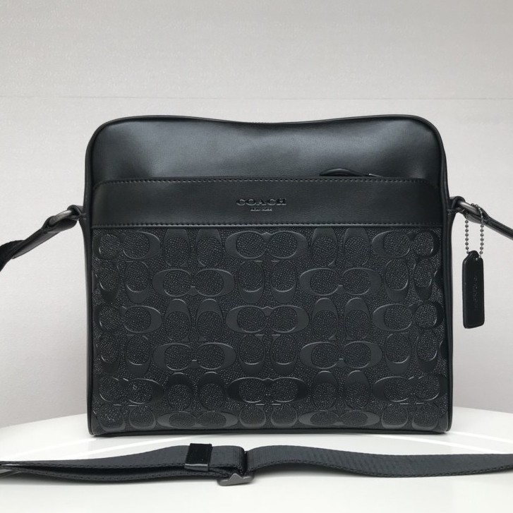 [Tersedia] COACH 28455 baru pria bisnis tas bahu PVC/tas selempang/kapasitas besar tas persegi kecil