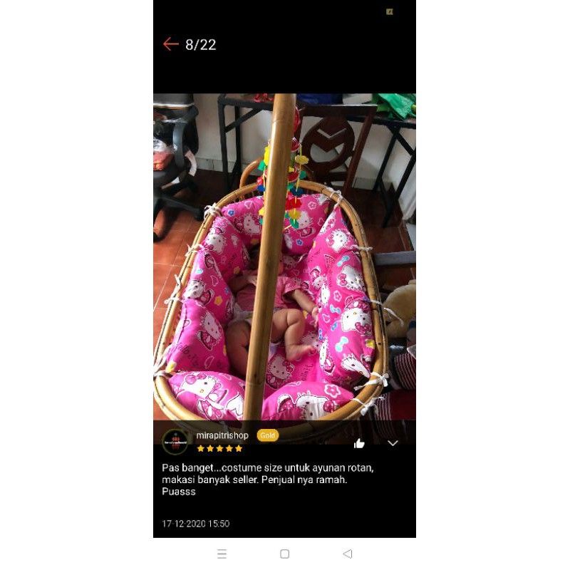 Set Kasur Bantal Guling Bumper untuk ayunan rotan