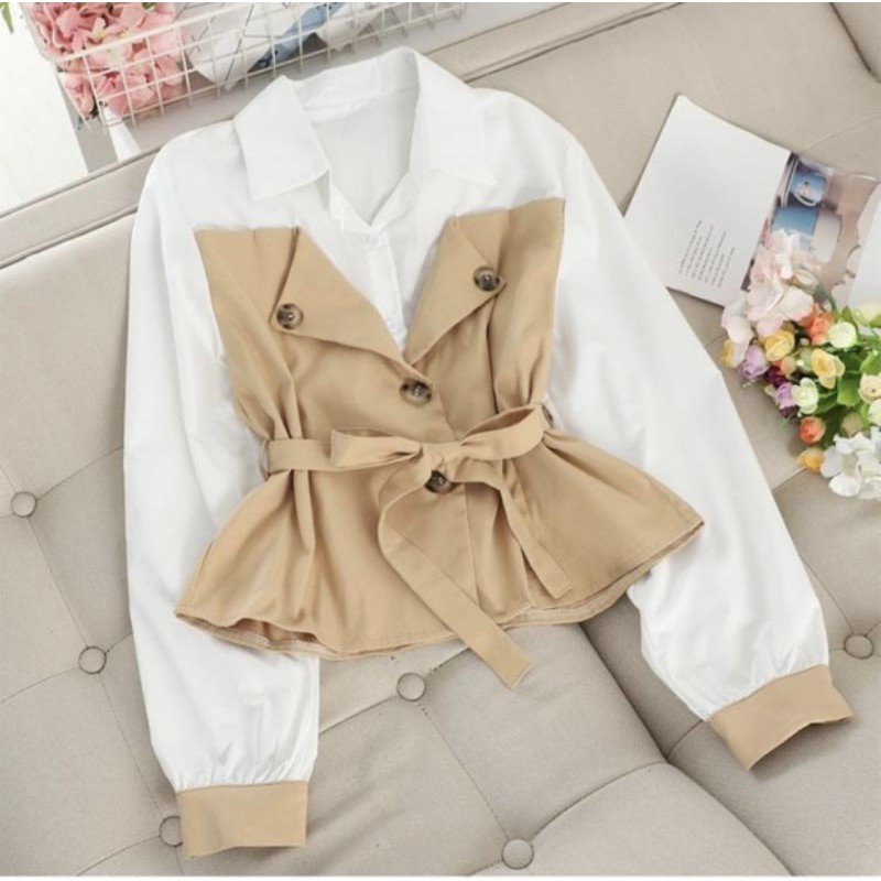 PC - Kemeja Monicron / Casual Style / Kemeja Wanita Terkini / Fashion Terbaru / Korean Style-Coksu