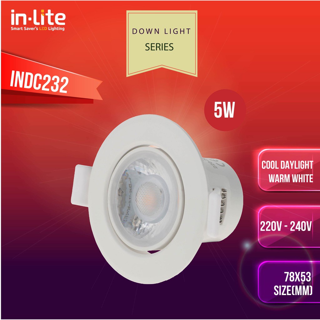 in-Lite LED Lampu Plafon Mini Downlight Tanam 3" 5 Watt.