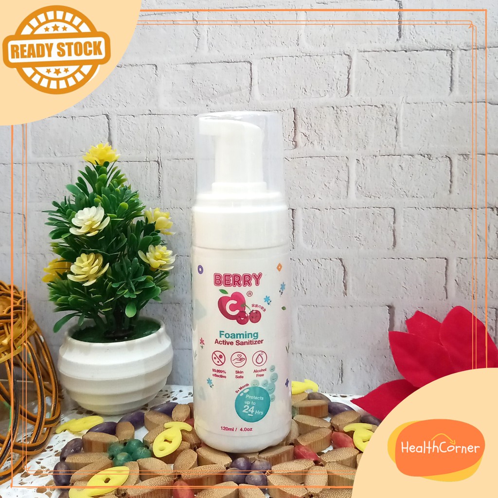 BerryC Foaming Active Sanitizer - untuk Hand &amp; Body, non sticky, non wet, rinseless wash 120ml