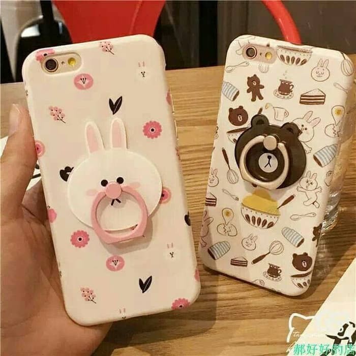 Silikon Casing Samsung M20 M10 Motif Karakter Line Softcase Hardcase Standing