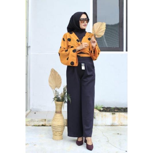 3A Fashion - Celana Kulot High Waist Scuba Premium Pinggang Full Karet