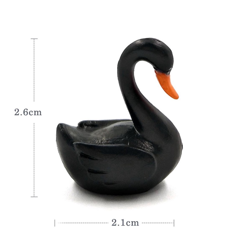 Agustina Hitam Putih Swan Miniatur Desktop Rumah Lanskap Mikro Mini DIY Peri Taman Kekasih Burung Ornamen