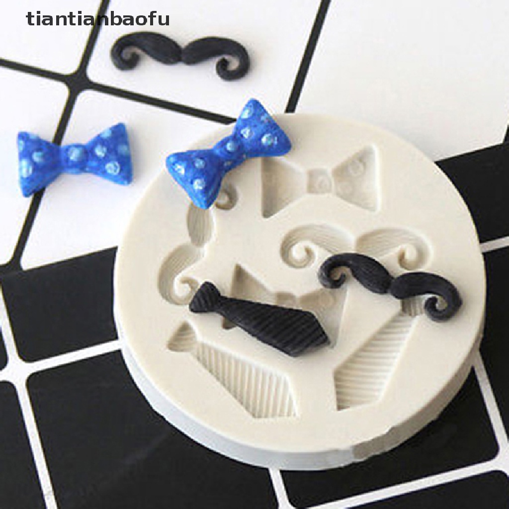 [tiantianbaofu] Silicone Beards Mustache Bow Tie Fondant Mould Cake Sugarcraft Chocolate Mold  Boutique