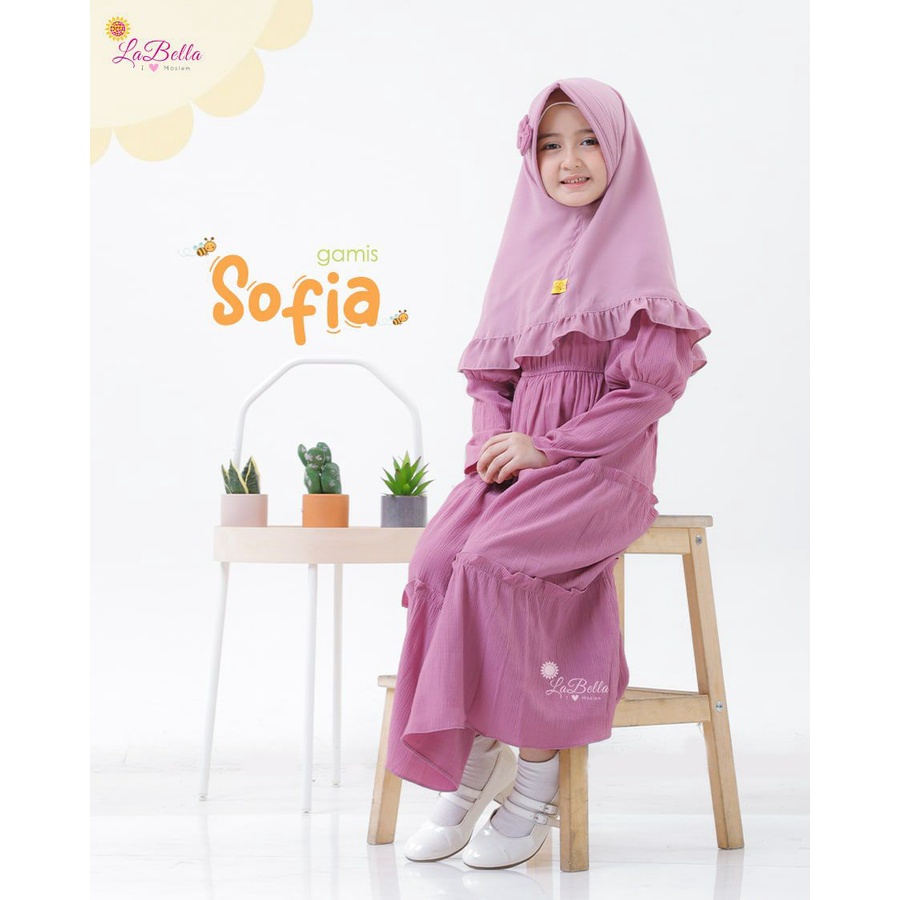 Gamis Anak Tutu Terbaru Labella Umur 3 - 4 Tahun ungu Set Hijab