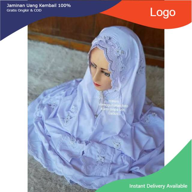 Mukena terusan polino putih kudusan bordir halus