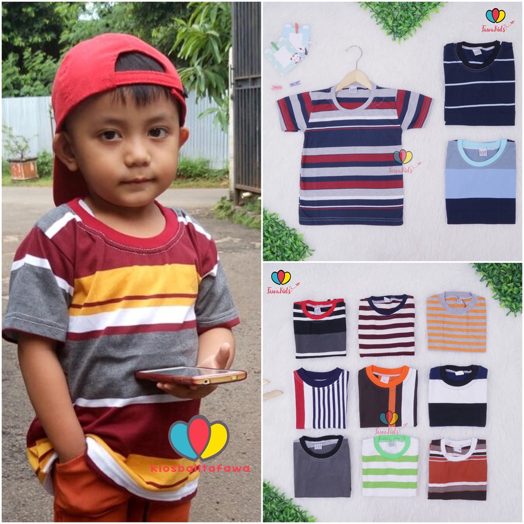 Kaos Salur uk 3-5 Tahun / Kaos Salur Anak Laki Baju Adem Lengan Pendek Murah Harian Polos Import