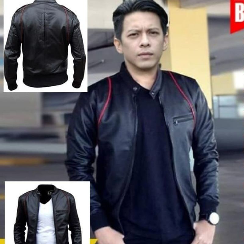 jaket kulit model Ariel bomber jaket sintetis import Ariel noah