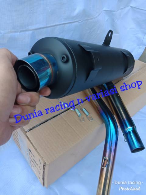 Knalpot Tsukigi Standar Vixion old Vixion new  MX 135 Leher pelangi blue stenlis Thailand Fullset