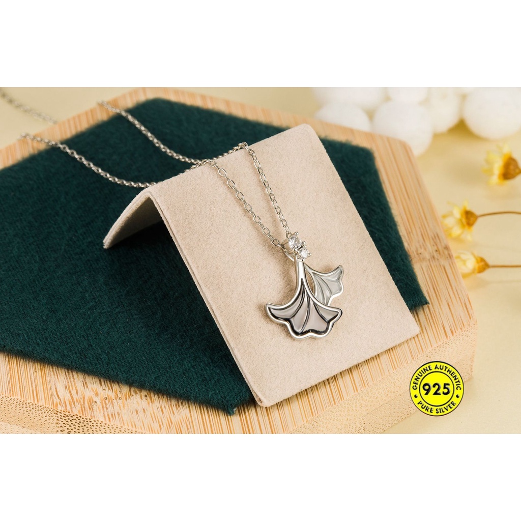 Kalung Desain Daun Ginkgo Bahan S925 Untuk Wanita