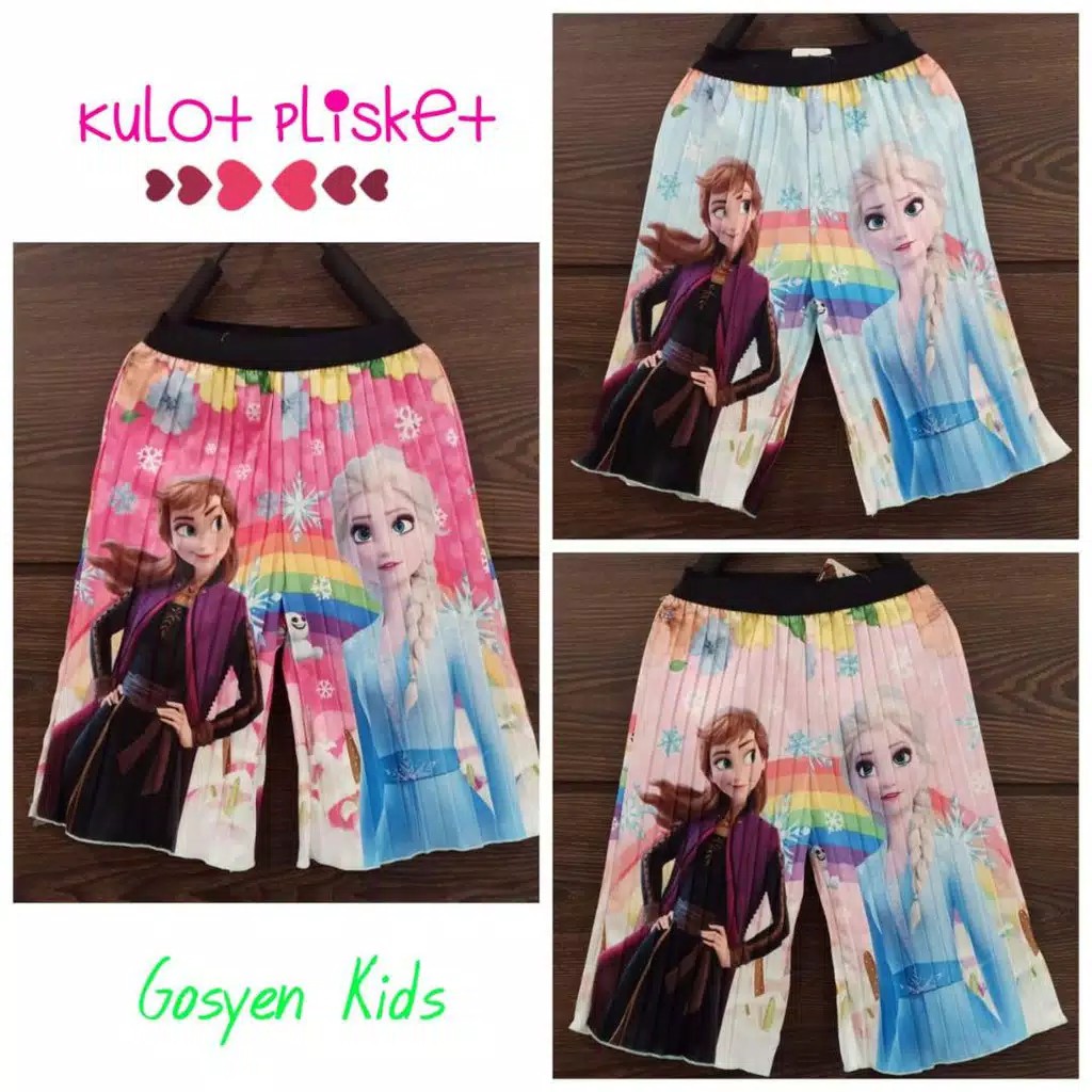 CELANA  ANAK  PLISKET  KULOT  SCUBA MOTIF FROZEN 3 11 TAHUN 