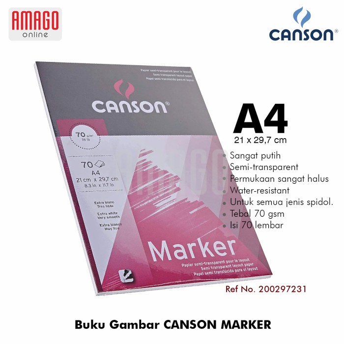 BUKU CANSON MARKER - A4 - 70 SHEETS - 70 GSM - PAD - 200297231