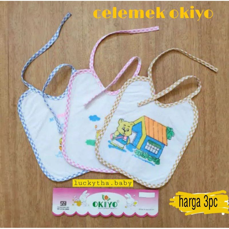 3pc_slaber bayi okiyo waterproof / tatakan Iler bayi/ tatakan makan bayi/ celemek bayi waterproof