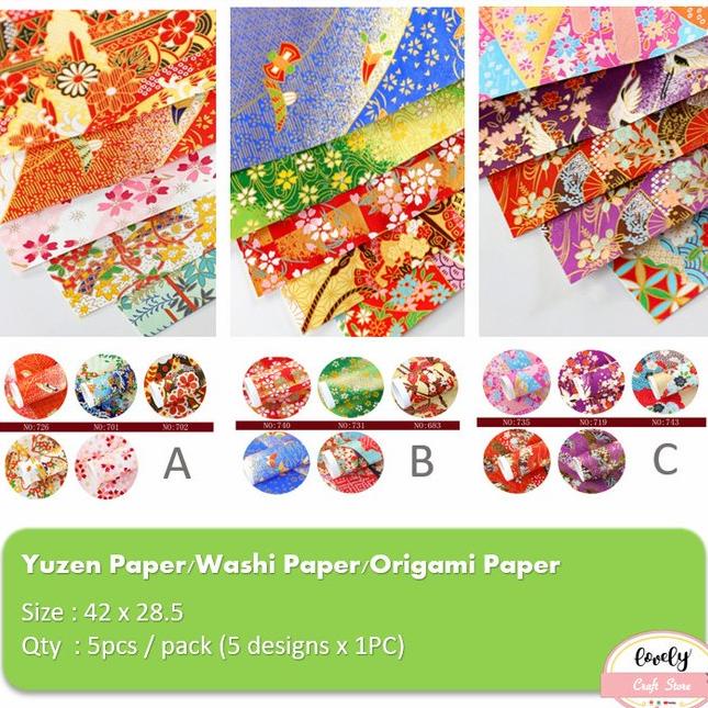 

Sale!!! 5Pcs (1Pack) A3 42X29Cm Kertas Origami Jepang, Washi, Chiyogami, Yuzen - Paling Diminati