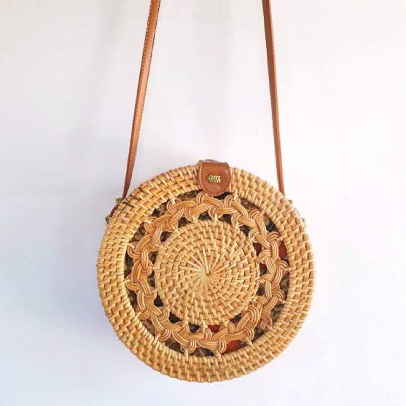 tas rotan sling bag cantik