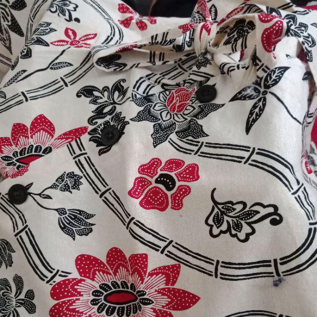 89 Bb Atasan Batik Wanita Lengan Panjang Model Kimono Pita U/ Muslimah & Hijaber Bahan Katun Strecth