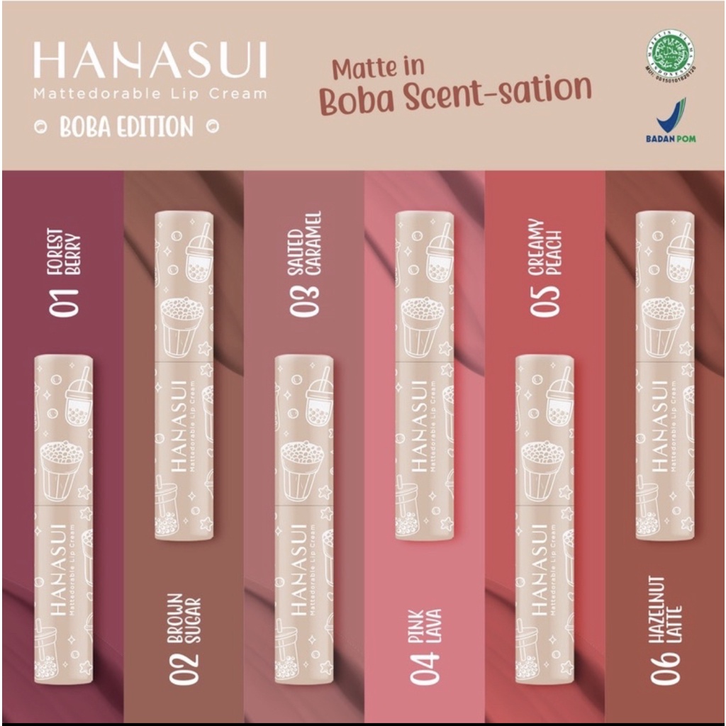 Hanasui Mattedorable Lip Cream Boba Edition 4gr