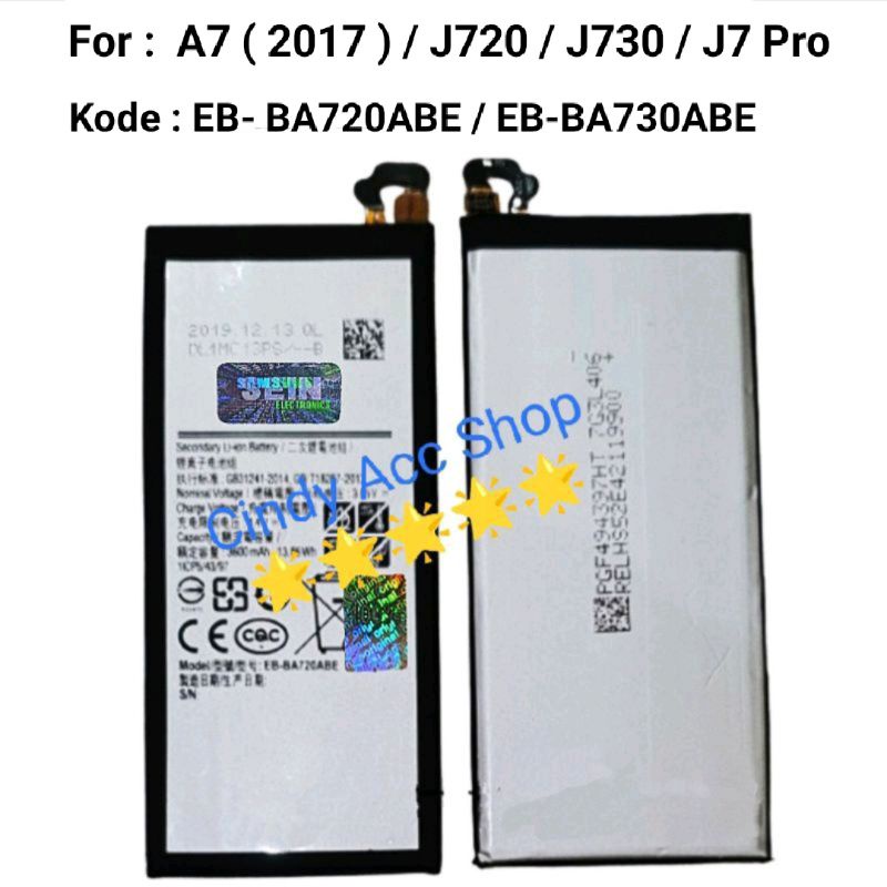 Baterai Batre Samsung J7 Pro A7 2017 A720 A730 EB-BA720ABE EB-BA730ABE Original Battery