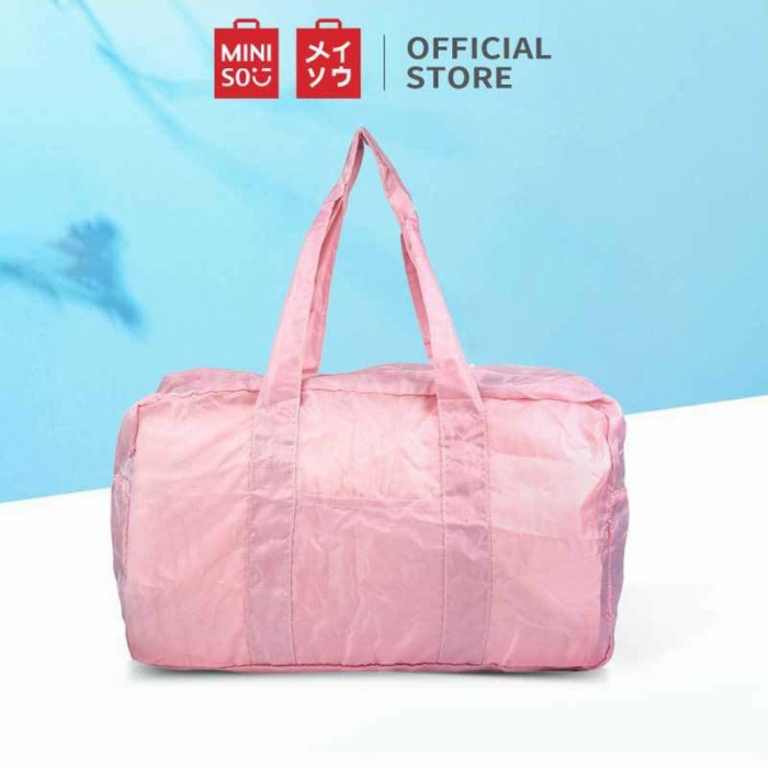 Tas Duffel Organizer Travel Bag Miniso / Tas Lipat Gym Warna Pink Biru Ungu - Merah Muda (L6O0) Tas 