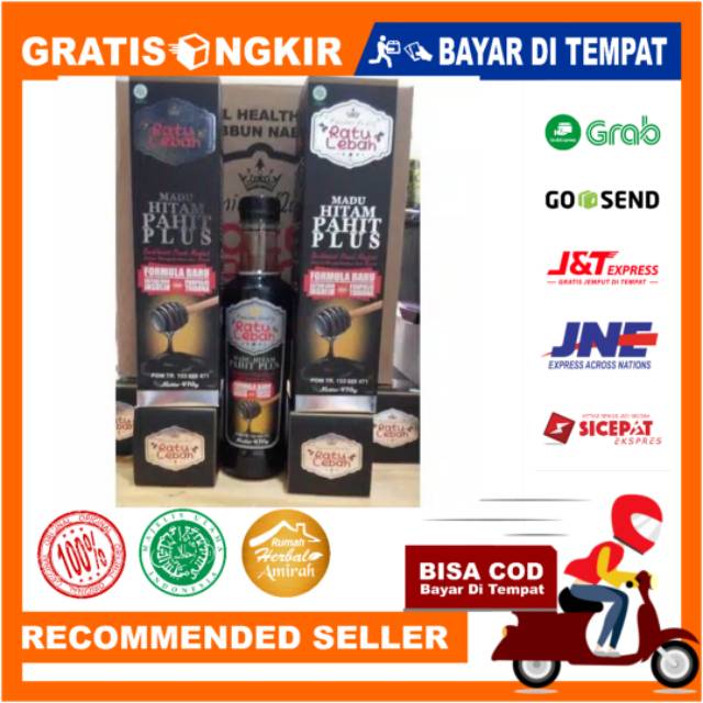 Madu hitam pahit ratu lebah plus propolis kemasan baru asli original free bubble wrap isi 470 gr