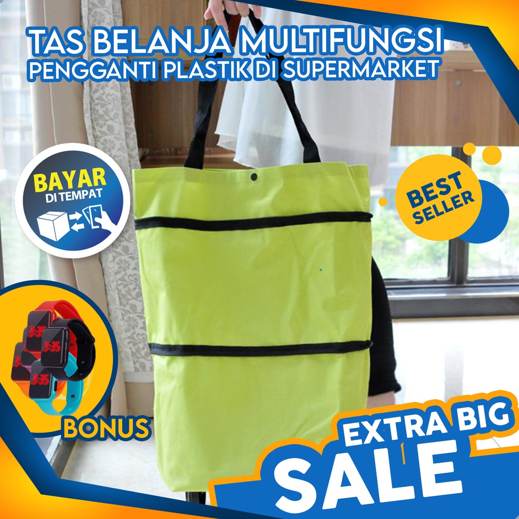 Tas Belanja Multifungsi Travelmate Tas Belanja Lipat Roda Serbaguna Shopping Trolly Bag Bonus Jamled