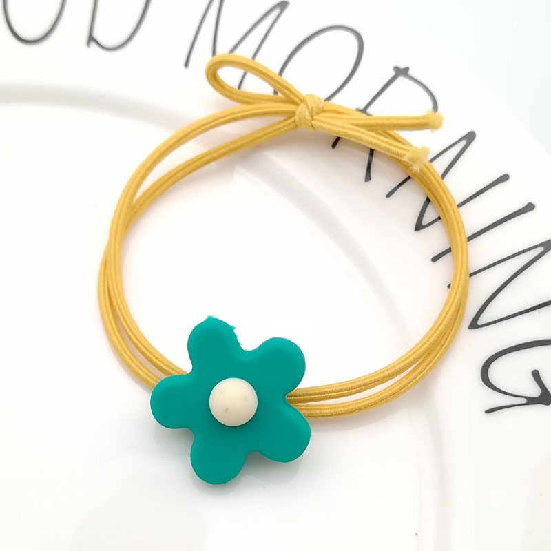 MURMURE.ID | IKAT RAMBUT IMPORT ALA KOREA MOTIF BUNGA DAISY AKSESORIS KARET RAMBUT WANITA  HA054-BULAT - KUNING