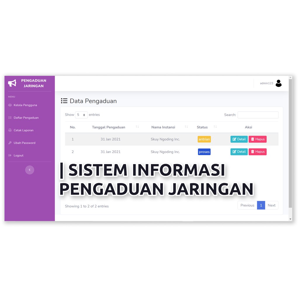 Source Code Sistem Informasi Pengaduan Jaringan