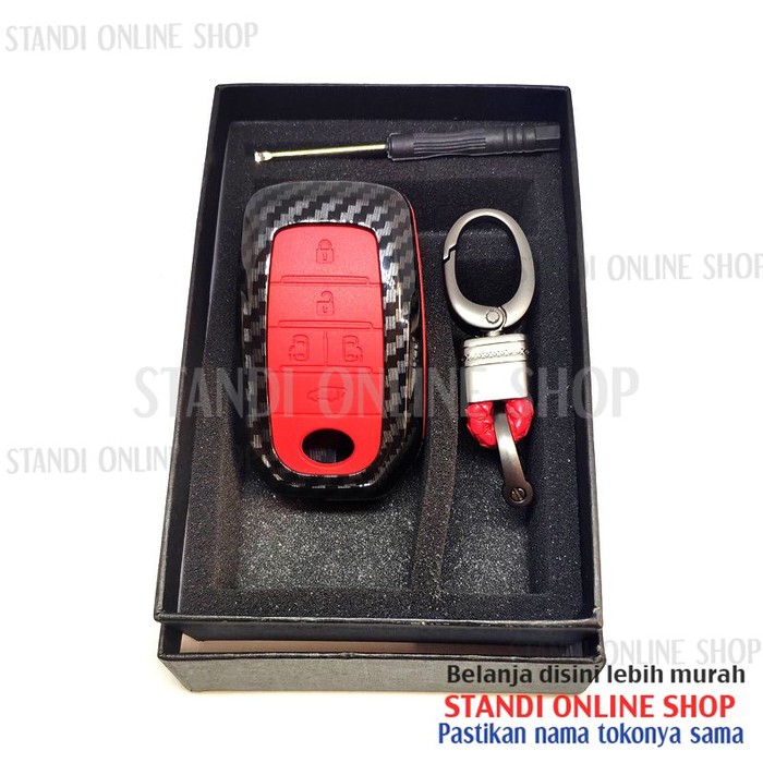 Cover Smartkey Sarung Kunci Toyota All New Vellfire Carbon Merah