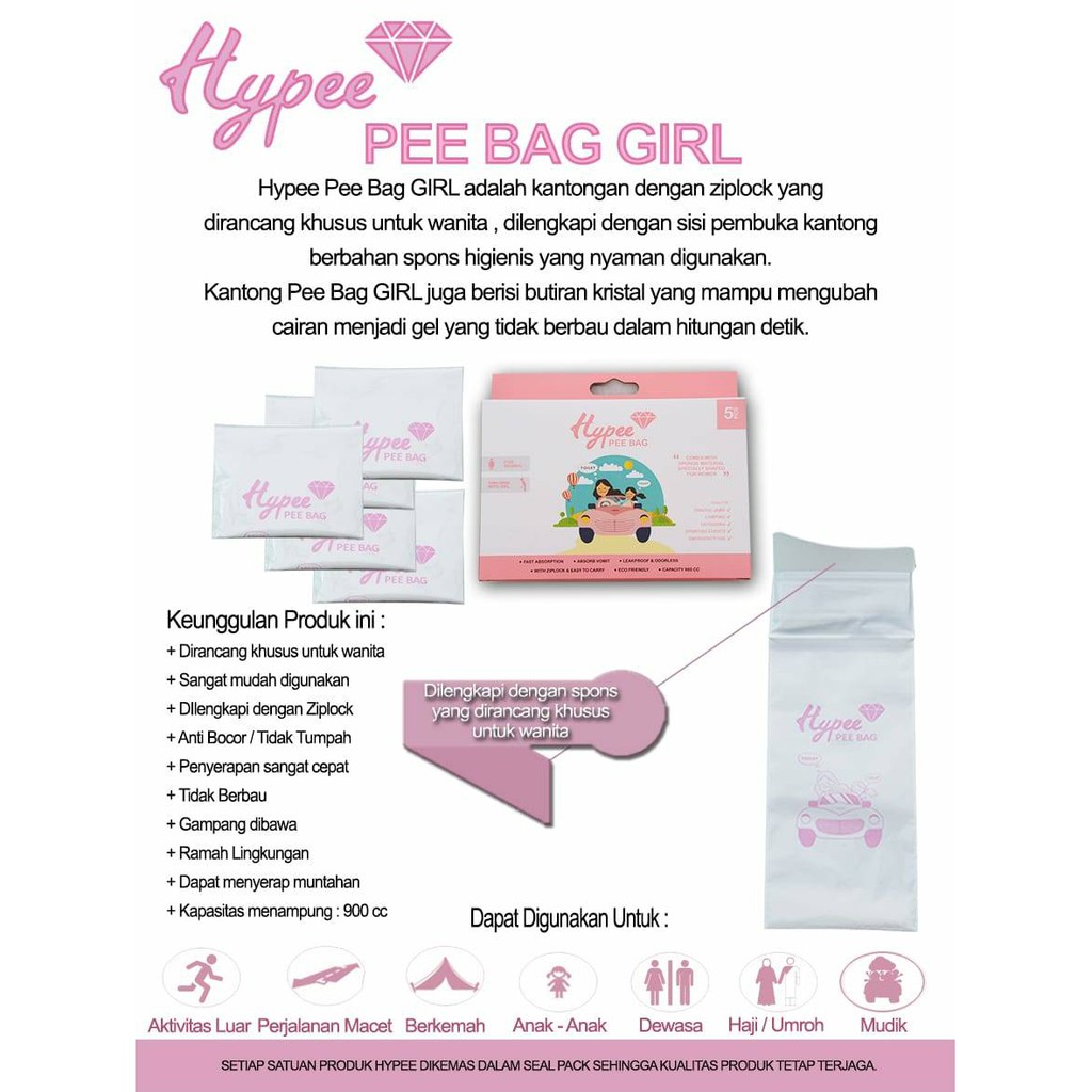 Hypee Pee Bag Girl 5pc - Kantong Pipis Urin Bag