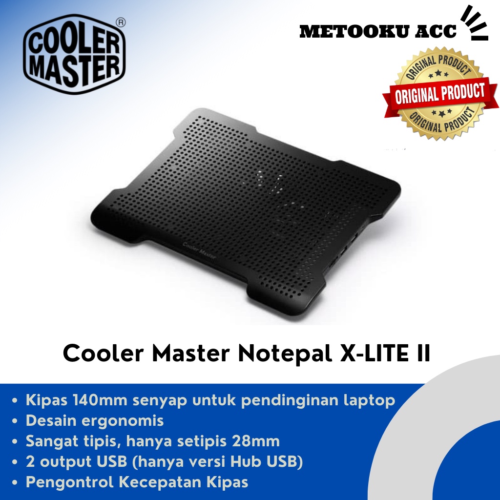 cooler master notepal x lite ii cooling pad kipas laptop pendingin laptop