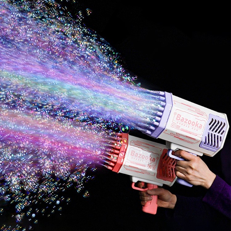 Rechargeable Bubbles Machine 69 Holes Bubble Gun Rocket Gun Launcher