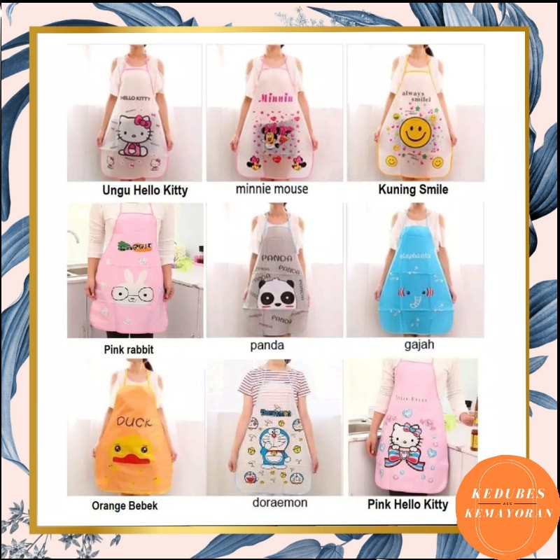 Celemek Plastik Tipis  Motif Karakter Anak - APRON DAPUR MASAK LUCU WATERPROOF ANTI AIR [KK]