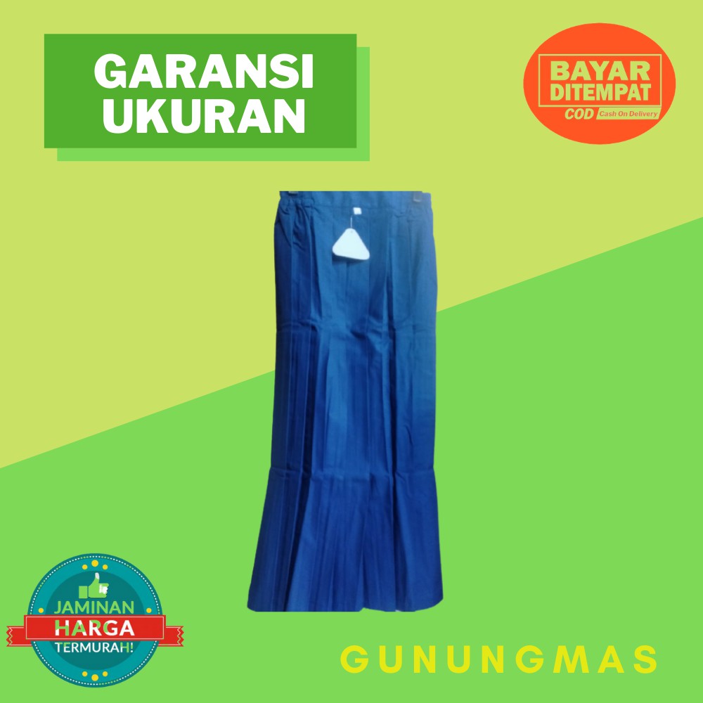 ROK SMP BIRU PANJANG REMPEL PINGGANG KARET SERAGAM SEKOLAH-1