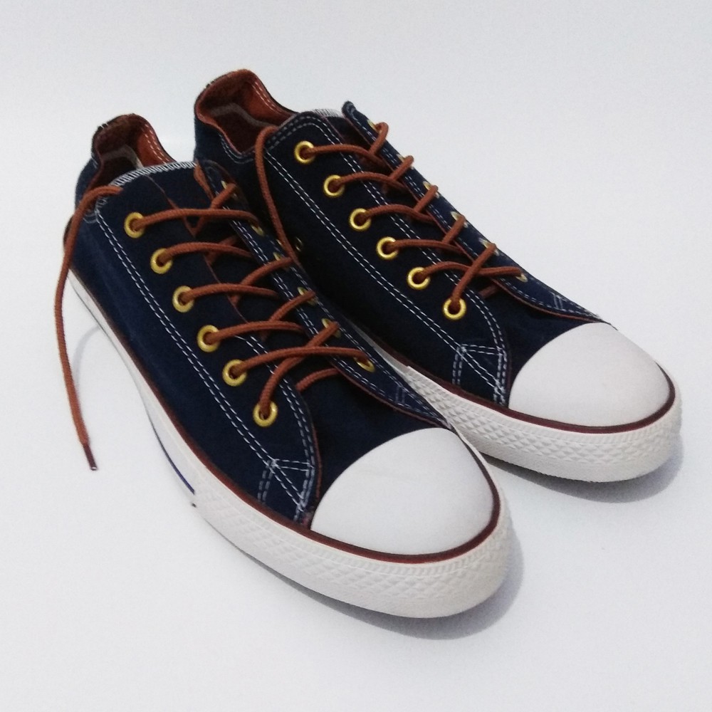 Sepatu Sneakers Casual All Star Converse Tali Premium PriaWanita + Dus - Premium Pendek Navy