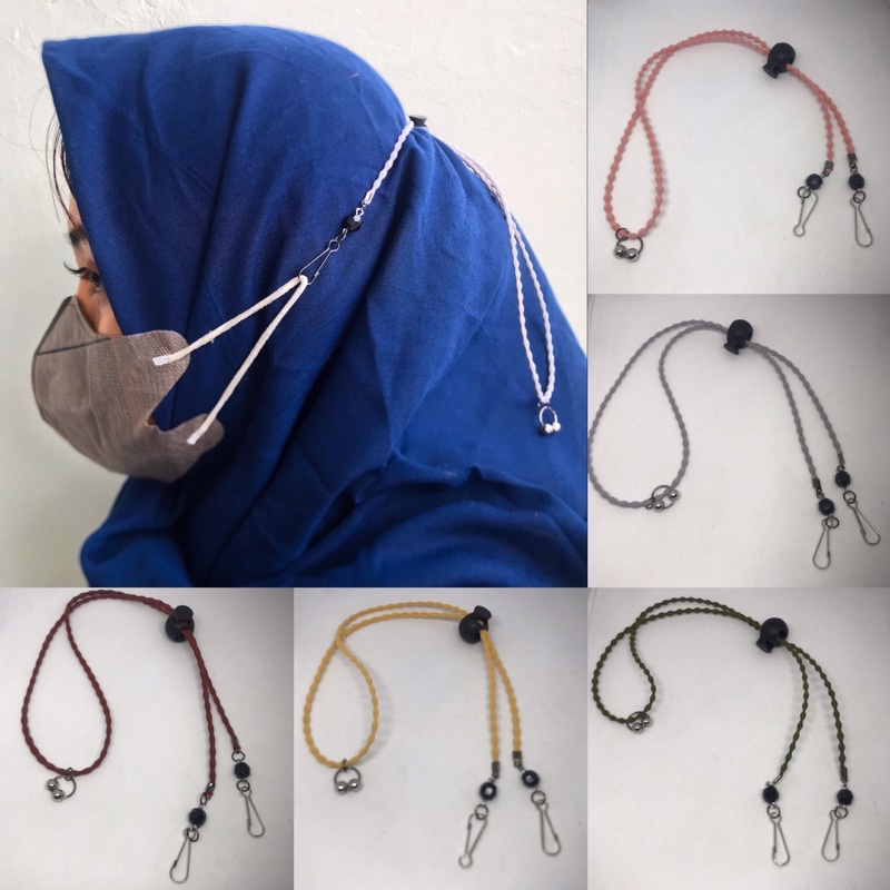 [HIJAB 007] [BOBA SERIES] TALI MASKER HIJAB KONEKTOR HIJAB 2in1 TALI BOBA WITH STOPPER