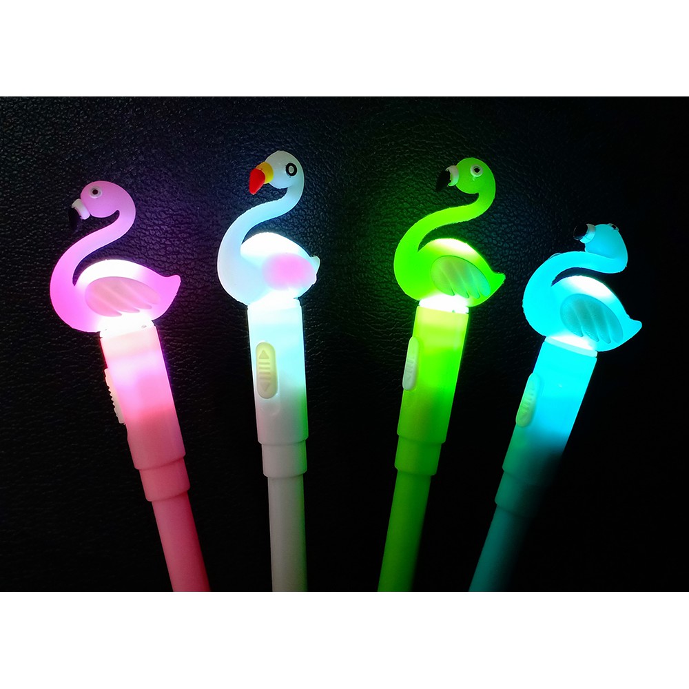 Pulpen gel / pen gel / pena gel / ballpen gel / bolpoin gel cute flamingo lampu 8782 isi 12pcs