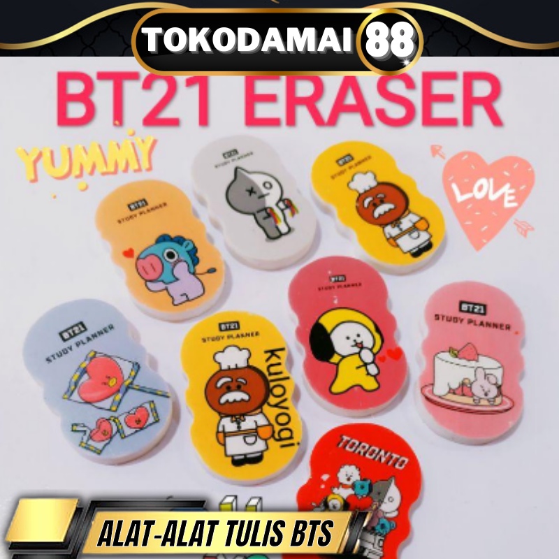 PERALATAN ALAT TULIS MOTIF BTS BT21 PULPEN PENSIL DAN APUSAN