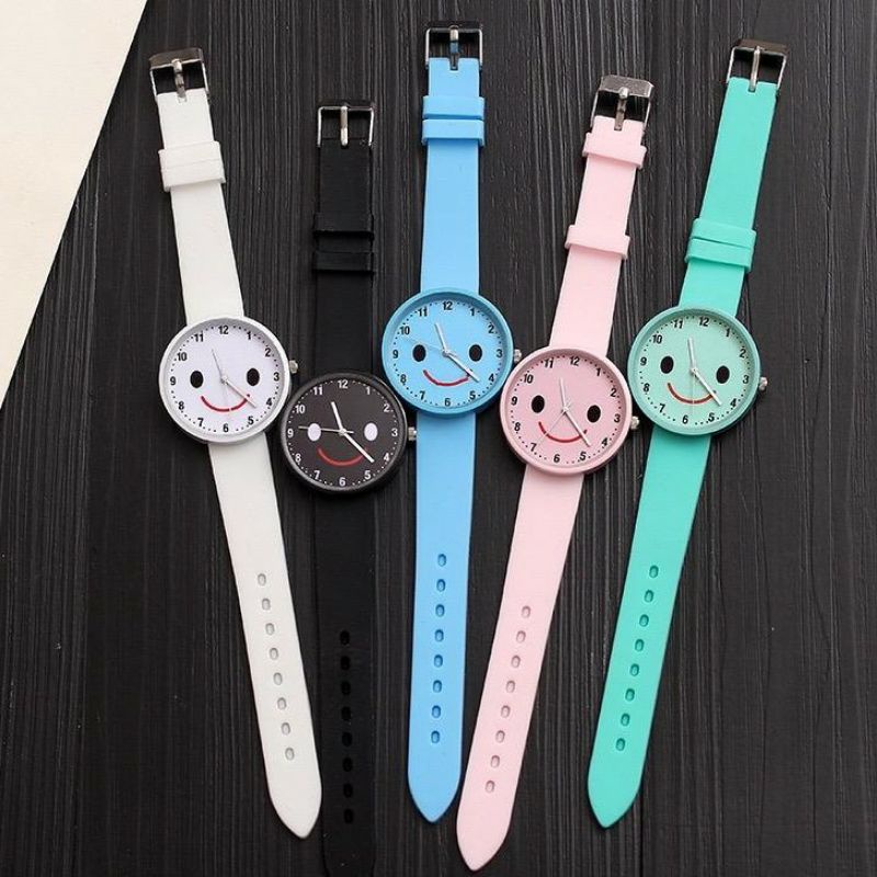 JAM TANGAN ANALOG UNISEX PRIA DAN WANITA KOREAN STYLE SMILE