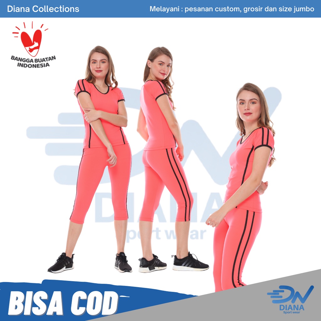 Stelan olahraga wanita Orange | senam wanita setelan | setelan senam wanita | setelan baju senam aer