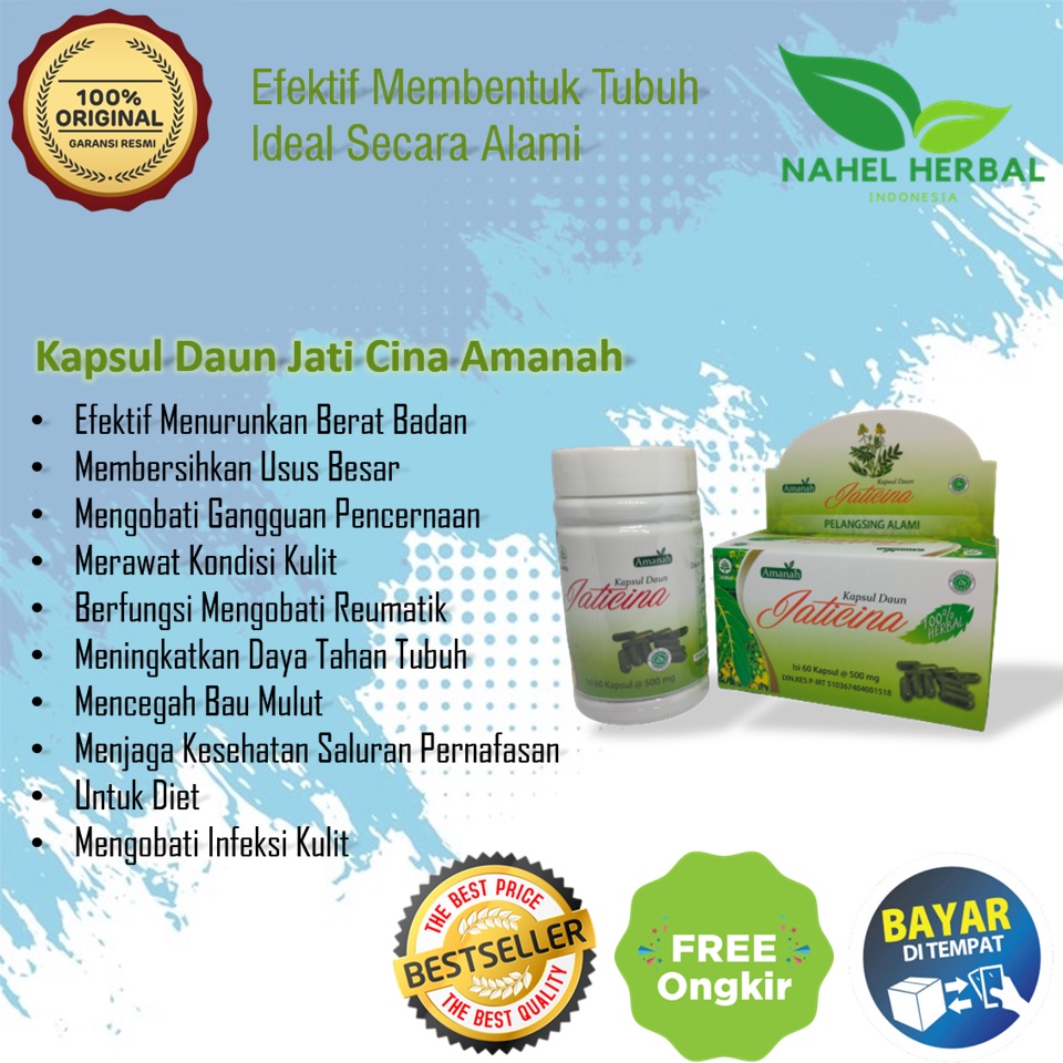 Kapsul Pelangsing Daun Jati Cina Original 100% Alami - Herbal Obat Menurunkan Pembakar Lemak Pengeci