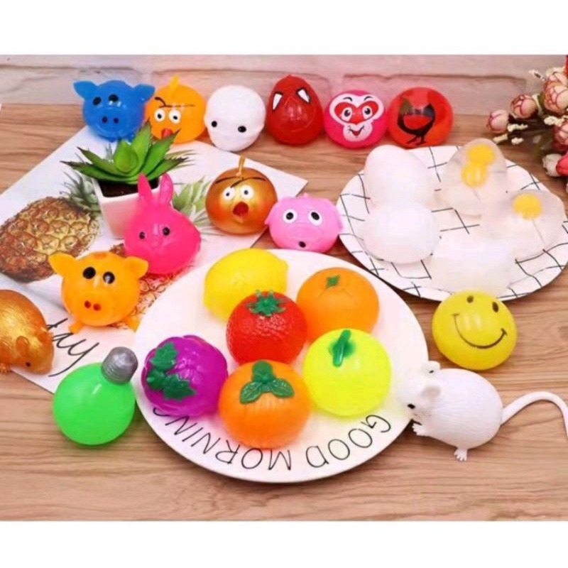 Stress Ball Bola Terapi Kesehatan Bola Pijat Splate Toys Telur Bola Air Mainan Banting