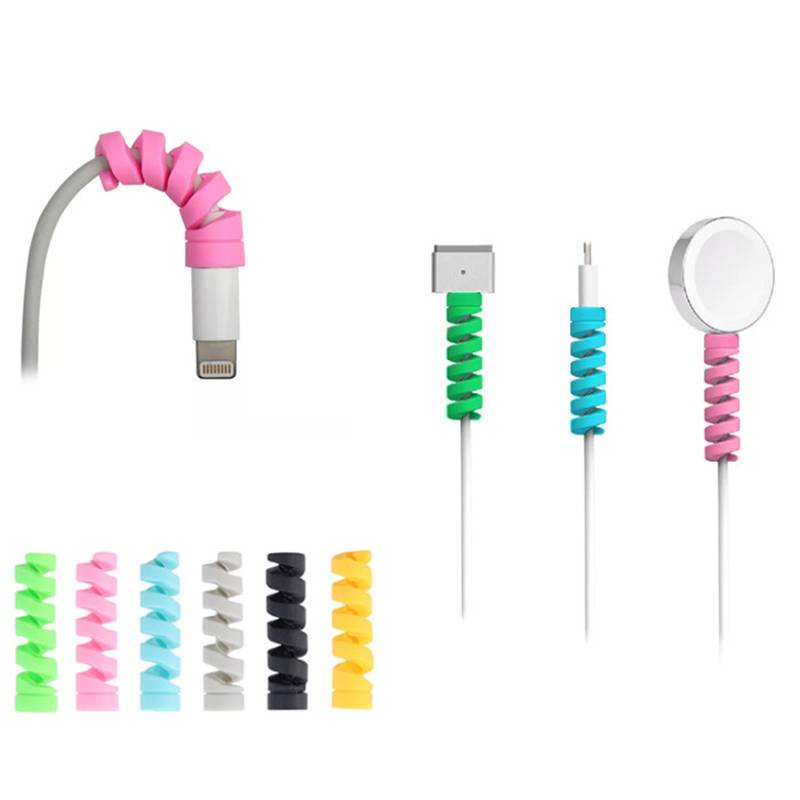 Pelindung Kabel Charger Usb Bahan Silikon Warna Acak Untuk Apple Iphone